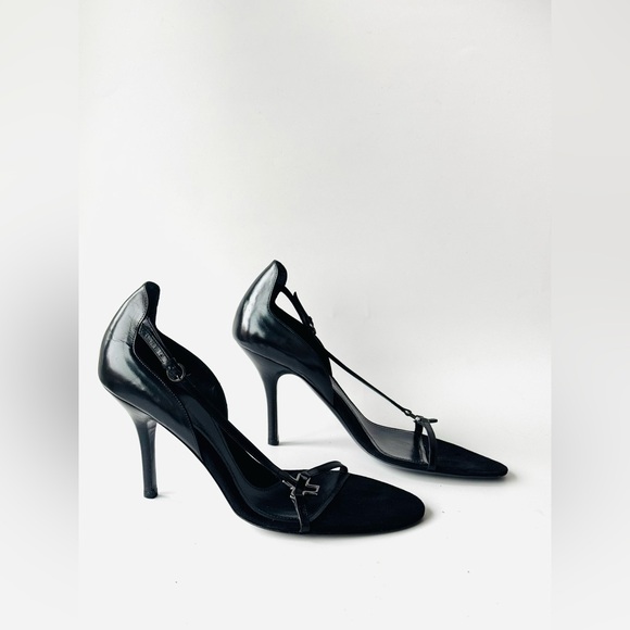 Bally leather sandals heels black sz 36.5 in box - Picture 6 of 17